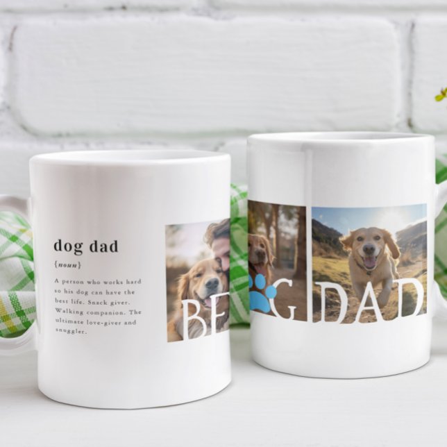 Mug Définition de meilleur chien papa | Trois photos (Créateur téléchargé)