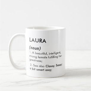 Mug Définition de nom Laura modifiable, nom personnali