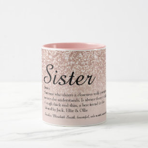 Mug Définition de sœur Rose Gold Pailleté Féminin