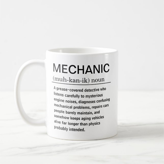 Mug Définition drôle de mécanicien (Gauche)