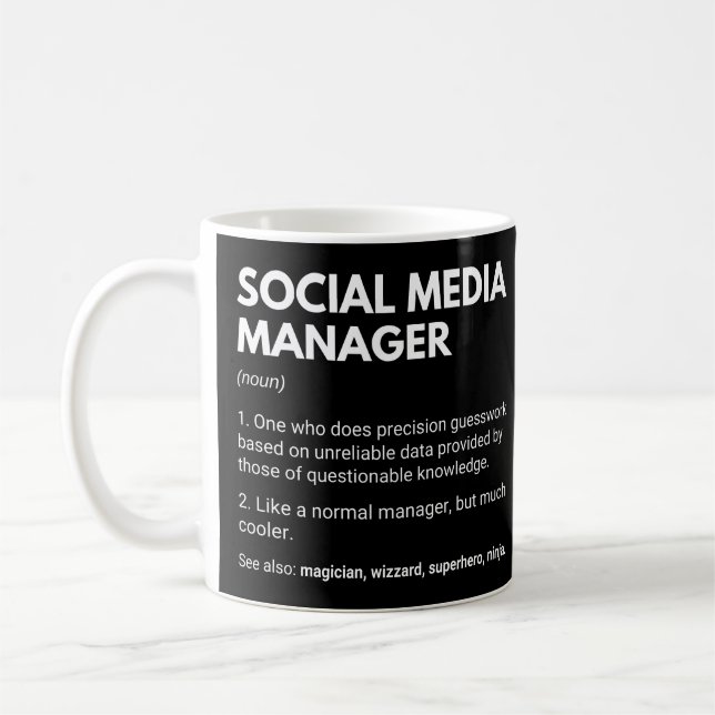 Mug Définition drôle de responsable de médias sociaux  (Gauche)