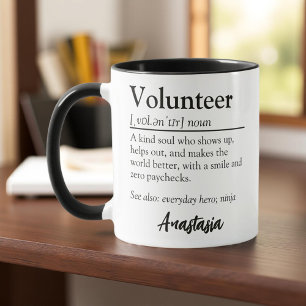 Mug Définition du bénévole personnalisé Appréciation
