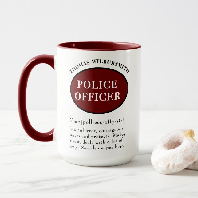 Mug Définition d'un policier personnalisé (Avec donut)
