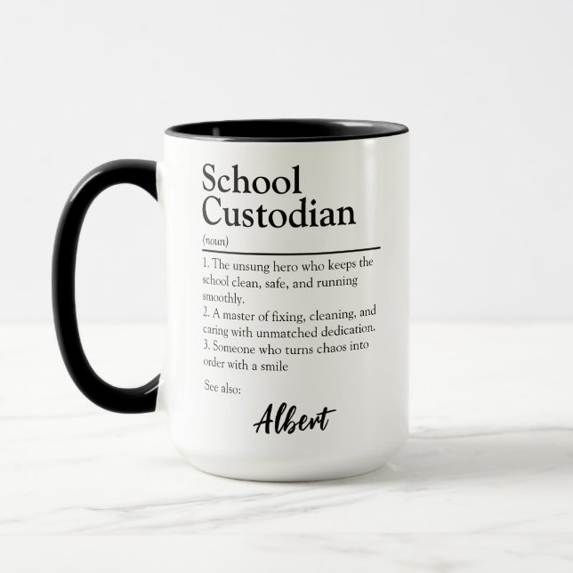 Mug Définition personnalisée du gardien de l'école (Gauche)