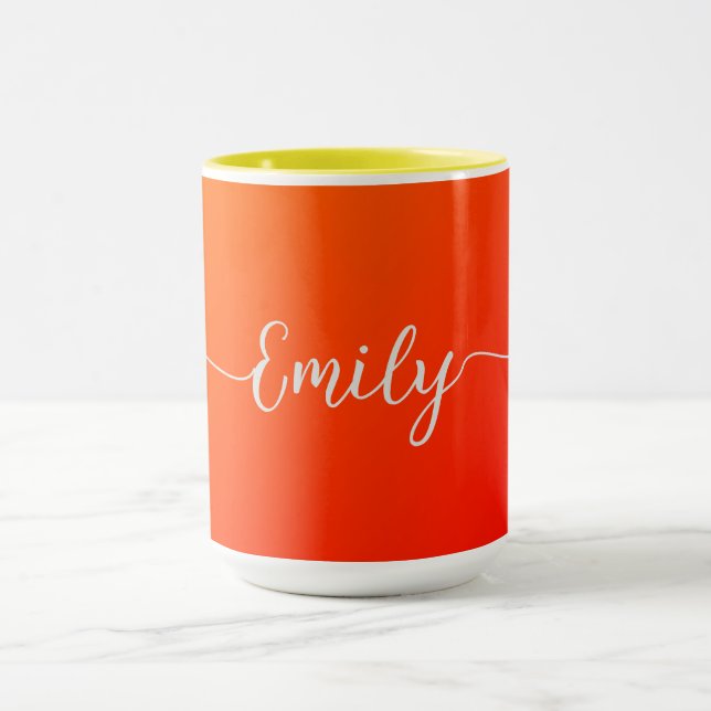 Mug dégradé orange -ajouter un nom (Centre)