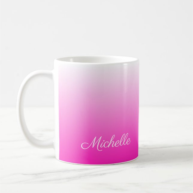 Mug dégradé personnalisé à deux tons foncé rose chaud (Gauche)