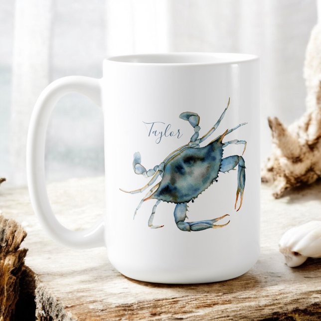 Mug Délicatesse côtière du crabe bleu avec votre nom (Créateur téléchargé)