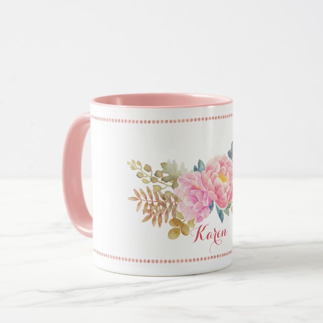 Mug Délicatesse de l'aquarelle et de la moisissure flo (Devant gauche)