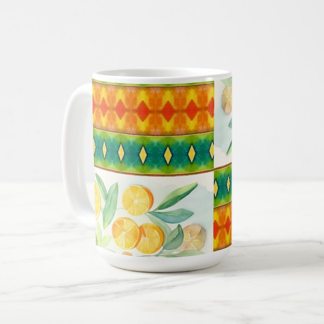 Mug Délice d'agrumes méditerranéens. Orange et citrons (Devant gauche)
