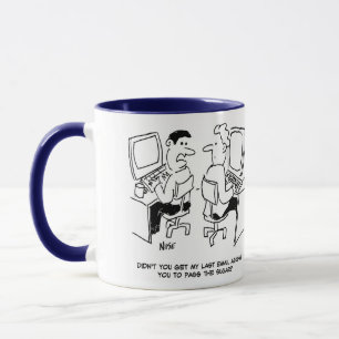 Mug Demande de sucre par email. Utilisateur de l'ordin