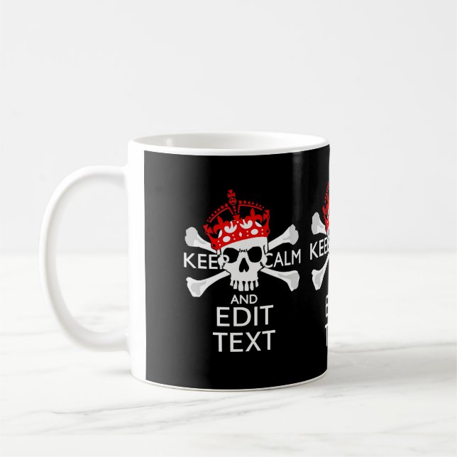 Mug Demandez à votre texte de garder calme Crossbones  (Gauche)