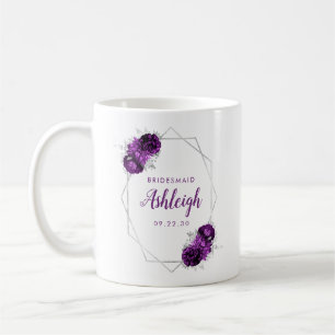Mug Demoiselle d'honneur Cadre géométrique argenté flo