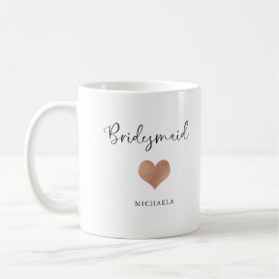 Mug Demoiselle d'honneur Écriture tendance et cœur