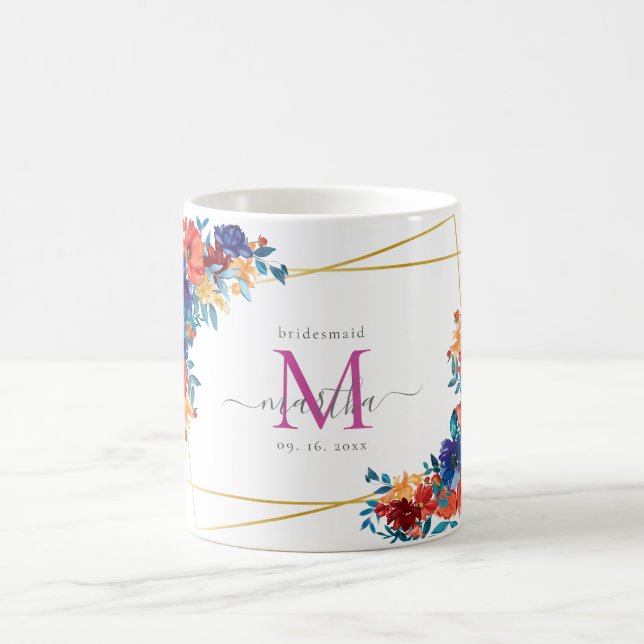 Mug Demoiselle d'honneur Fleur de Fête Mexicaine Aquar (Centre)
