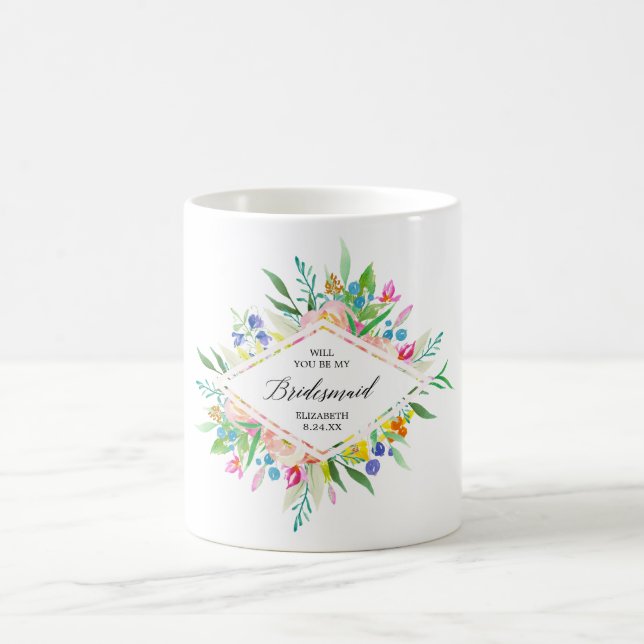 Mug Demoiselle d'honneur florale de diamant (Centre)