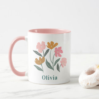 Mug Demoiselle d'honneur illustrée botanique avec nom 