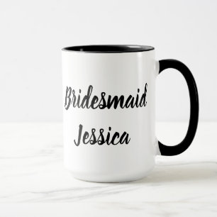 Mug Demoiselle d'honneur Noir Élégant Script Cadeaux M