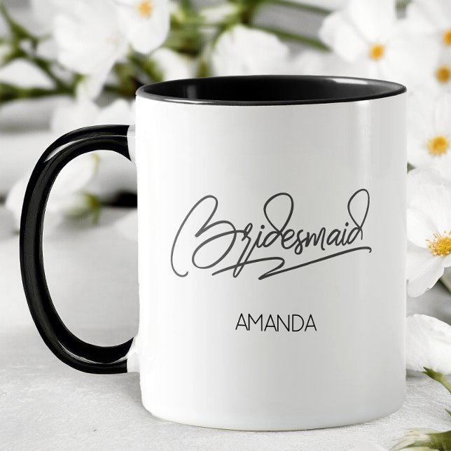 Mug Demoiselle d'honneur personnalisée avec nom (Personalized Bridesmaid Coffee Mug)