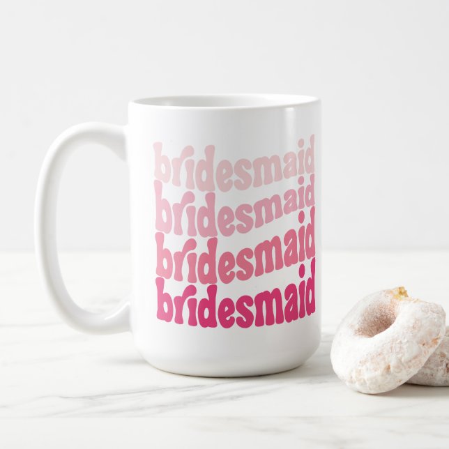 Mug Demoiselle d'honneur rose pastel rétro mignon, per (Avec donut)