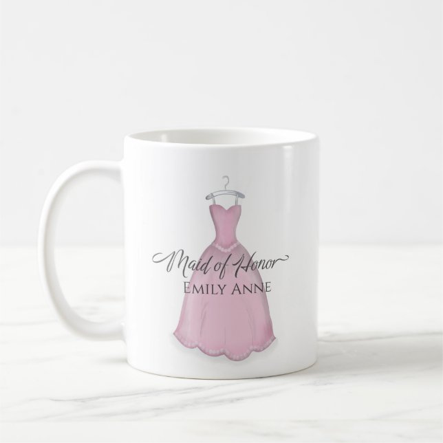 Mug Demoiselle d'honneur simple et mignonne rose perso (Gauche)
