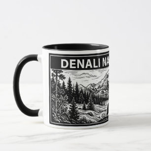 Mug Deni National Park Gravure sur bois en noir et bla