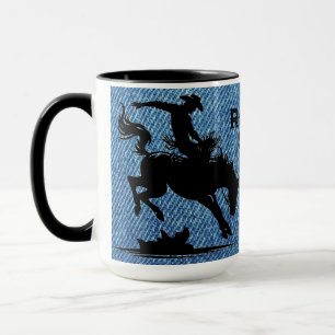 Mug Denim Bleu Personnalisé Star de Rodéo