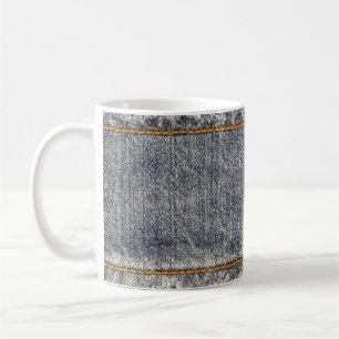 Mug Denim Blue Jeans : Décontracté Double Patch