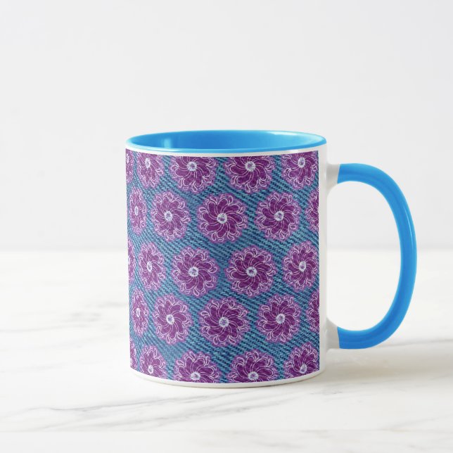 Mug Denim et fleur violet et muqueuse bleue (Droite)