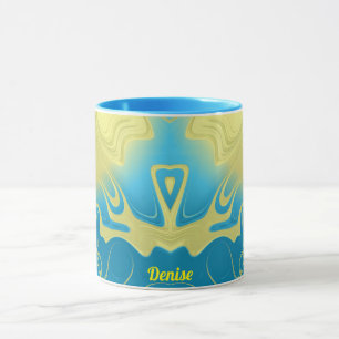 Mug DENISE ~ Zany 3D Fractal ~ Bleu Jaune 3D
