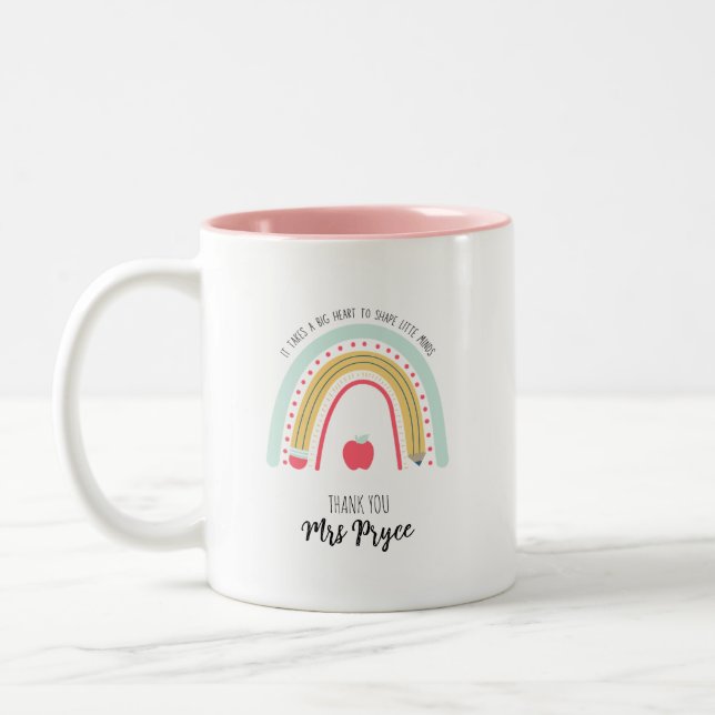Mug d'enseignant personnalisé | Conception Rainbow (Gauche)