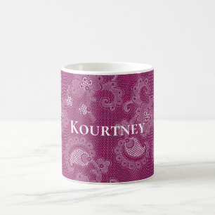 Mug Dentelle blanche de vin de Bourgogne Floral