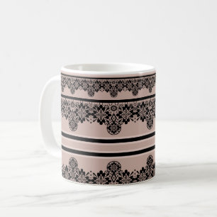 Mug Dentelle noire, ajourée, arrière - plan marron, be