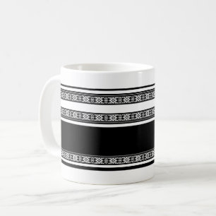 Mug Dentelle noire et blanche tressée et rayures horiz