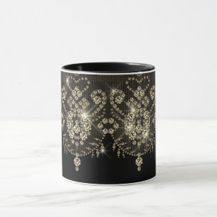 Mug Dentelle noire or diamant scintillement élégant as