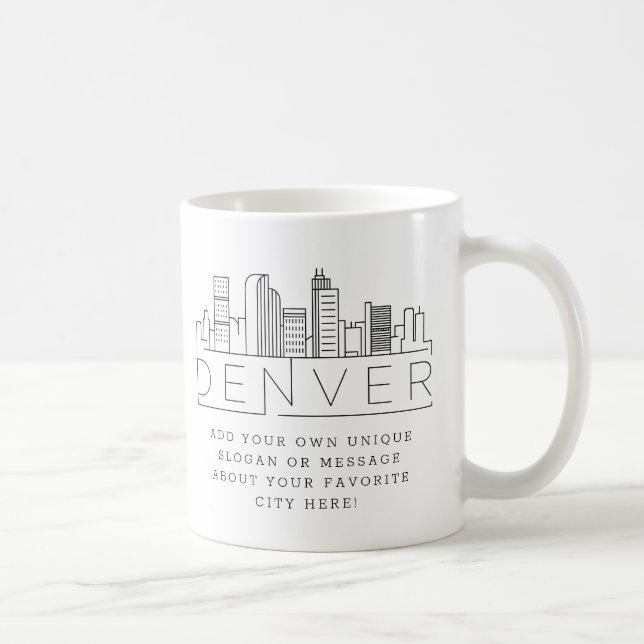 Mug Denver, Colorado Stylized Skyline | Custom (Droite)