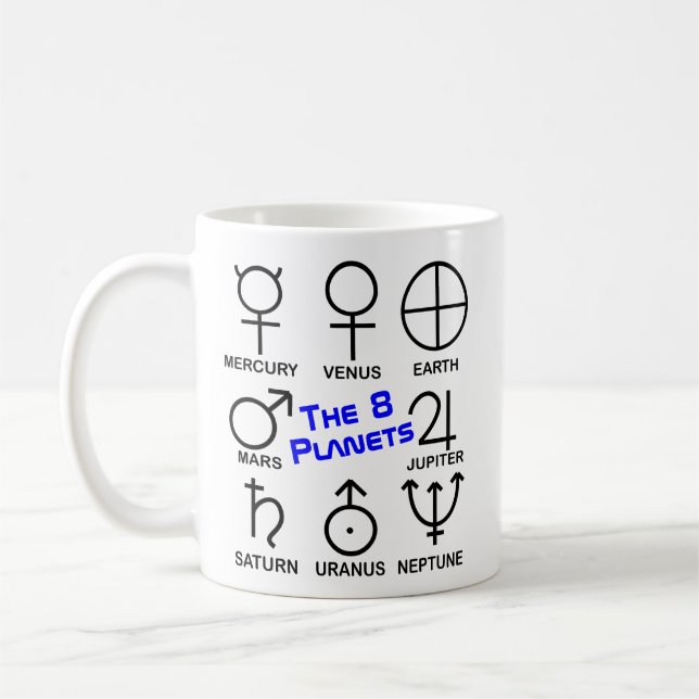Mug des 8 planètes par symbole (Gauche)