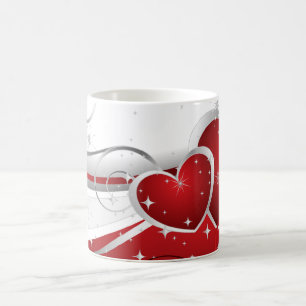 Mug des Coeurs Rouge et Blanc