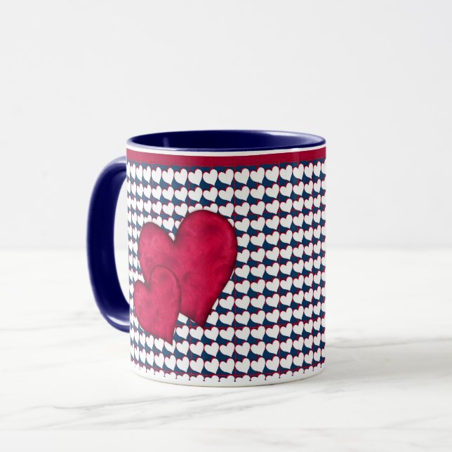 Mug des Coeurs Rouge et Blanc (Devant gauche)