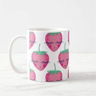 Mug Des fraises endormies, mignonnes motifs.