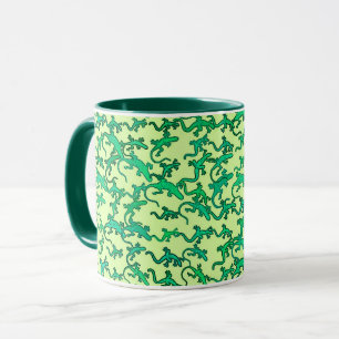 Mug Des lézards verts sur un arrière - plan vert cit