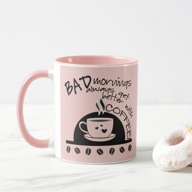 Mug Des Matins Inspirants Meilleurs Avec Café Rose (Avec donut)