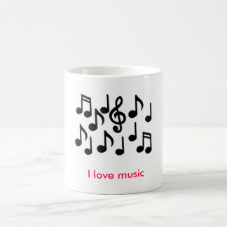 Mug des notes de musique, j'aime la musique