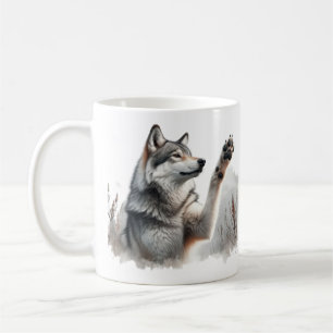 Mug Des pattes de loup gris en aquarelle