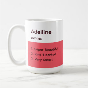 Mug Description du nom simple rose blanc