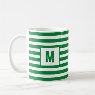 Mug Design à rayures vert et blanc unique