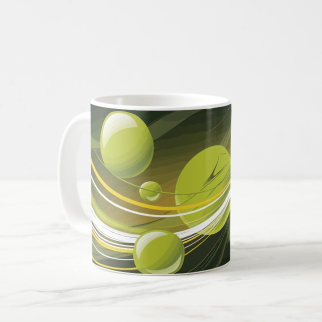 Mug Design abstrait dynamique de la sphère verte et de (Devant gauche)