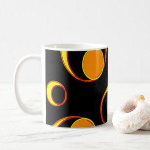 Mug Design abstrait moderne, cercles jaunes sur noir