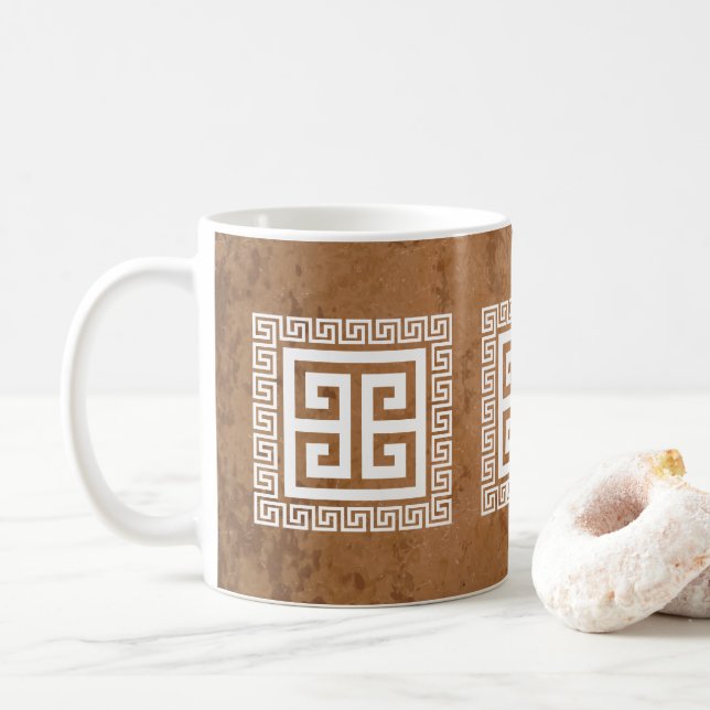 Mug Design blanc de clé grecque (Avec donut)