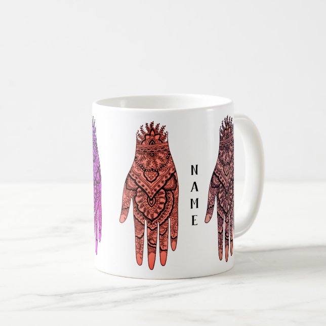 Mug Design d'art de tatouage à la main Mehndi personna (Devant droit)