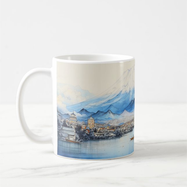 Mug Design de peinture en aquarelle du Mont Fuji. (Gauche)